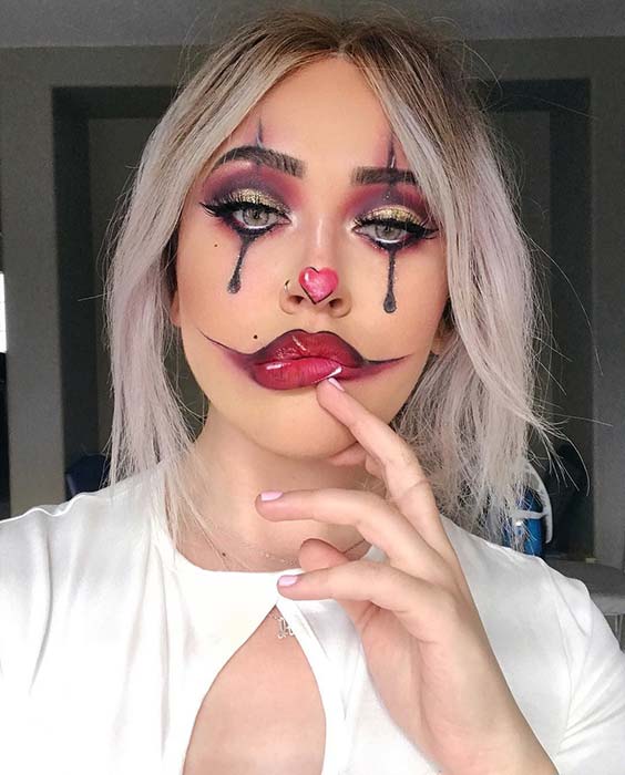 Pretty Clown Halloween Makeup Look
