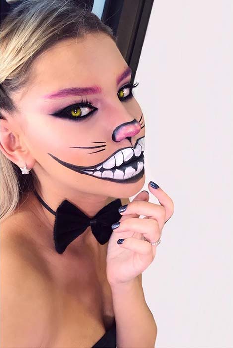 Maquillage inspiré du chat du Cheshire