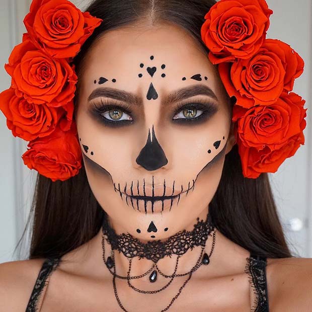 Pretty Sugar Skull Makeup Idea για τις Απόκριες