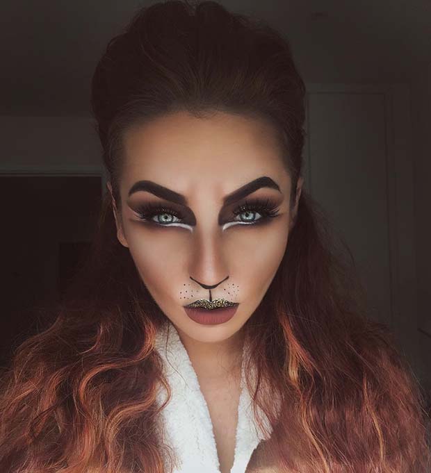 Pretty Feline Halloween Makeup Idea