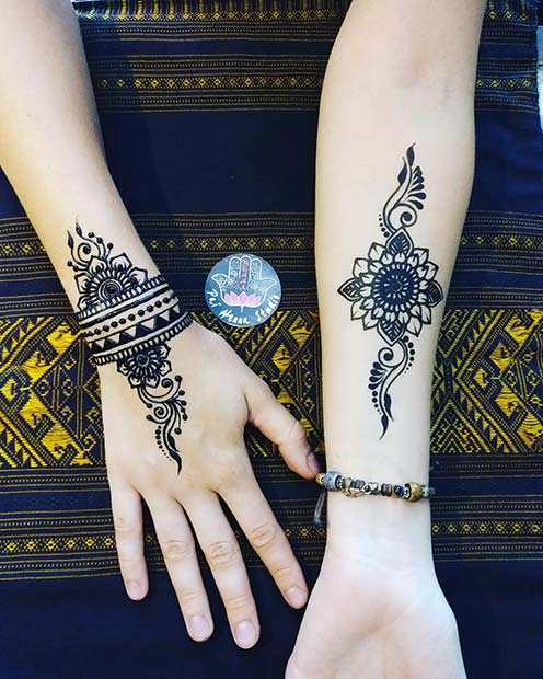 Κομψά σχέδια βραχιόνων Henna