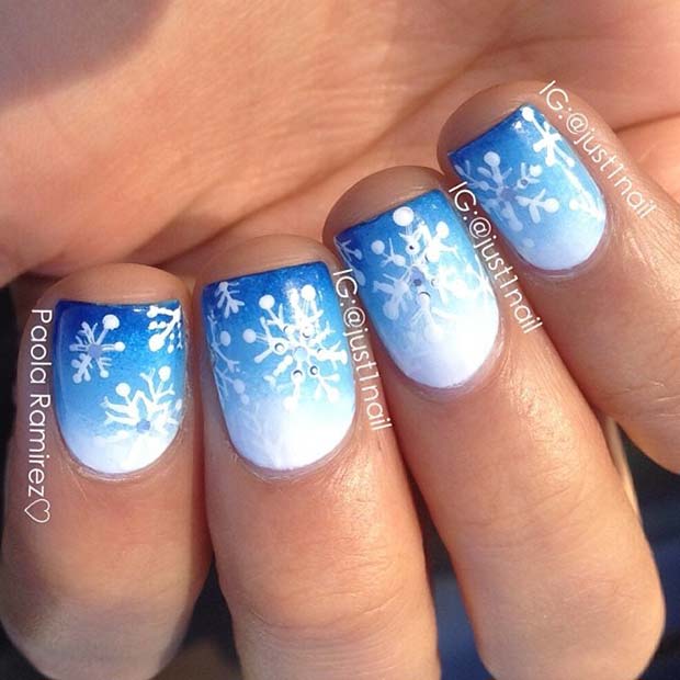 Ongles De Flocon De Neige Ombre