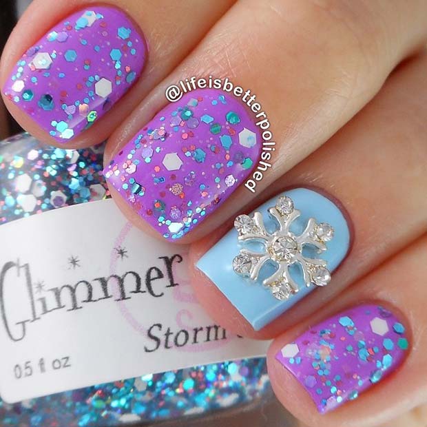 Bling Snowflake και Glitter Nails