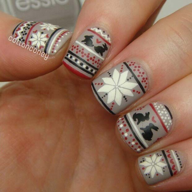 Conception d'ongles d'hiver Fair Isle