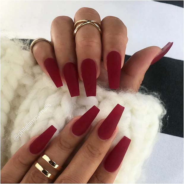 Red Wine Matte Nails