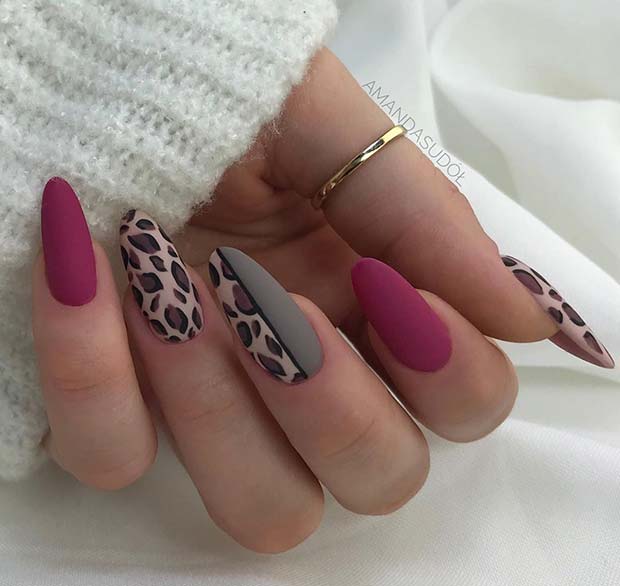 Matte Leopard Print Nails