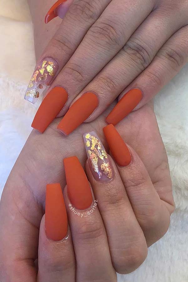 Warm Orange Matte Nail Idea