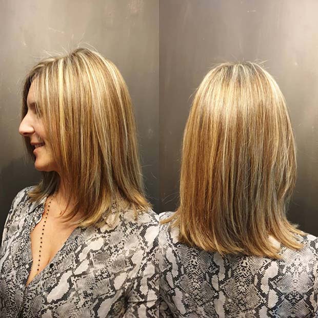 Cheveux superposés faciles à porter avec des reflets