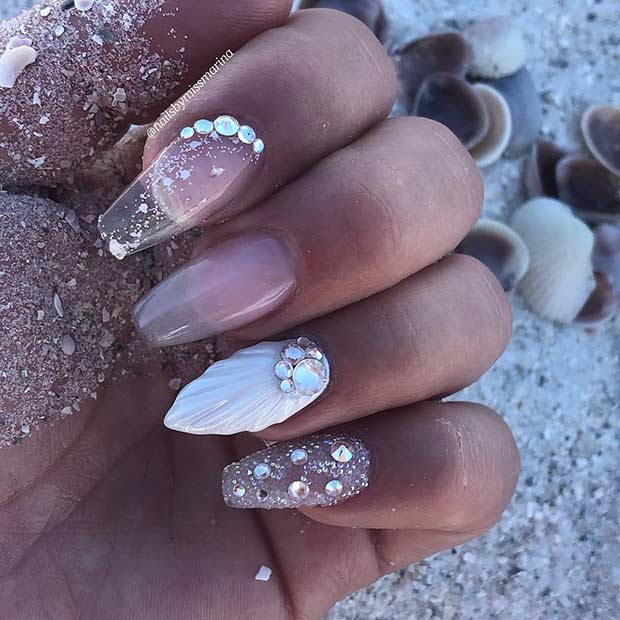 Clear Mermaid Nail Design