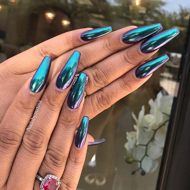 Mermaid Chrome Nails