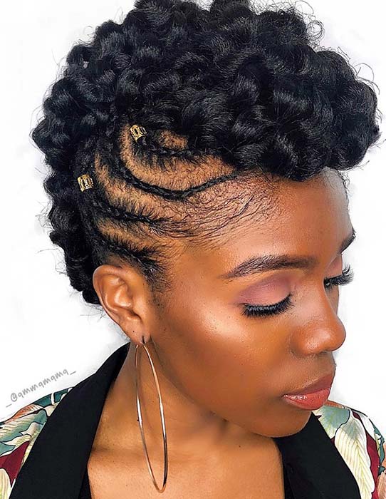 Tresse Mohawk pour cheveux noirs