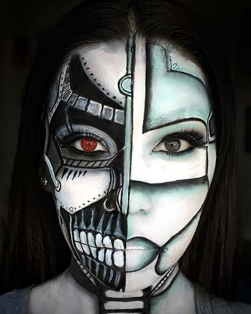 Maquillage Halloween effrayant cyborg