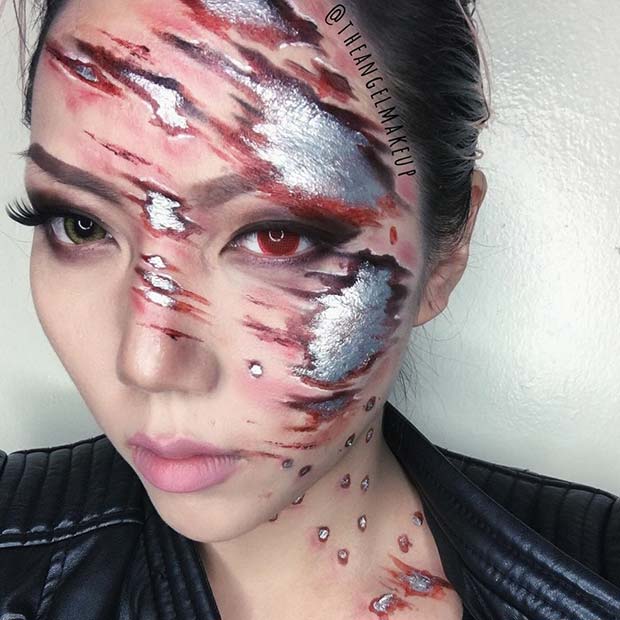 Terminator Inspired Cyborg Halloween Makeup