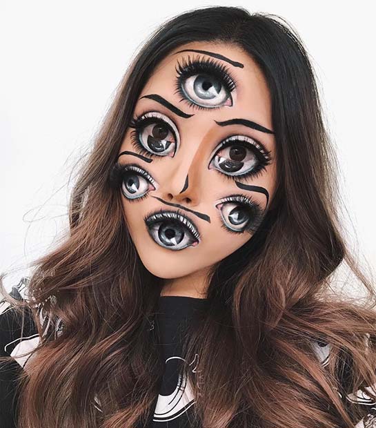 Maquillage d'Halloween pour les yeux illusion
