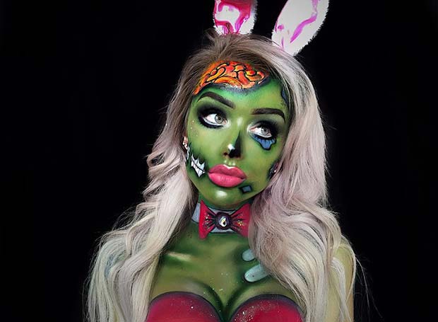 Costume d'Halloween de lapin zombie pop art