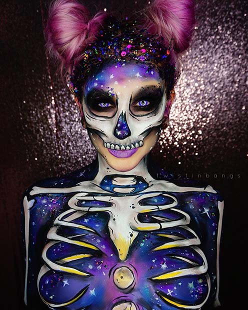 Maquillage squelette intergalactique pour Halloween