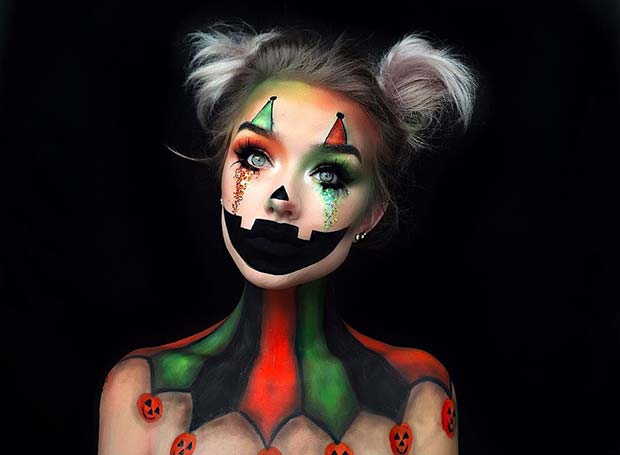 Maquillage Halloween Clown Citrouille Illusion