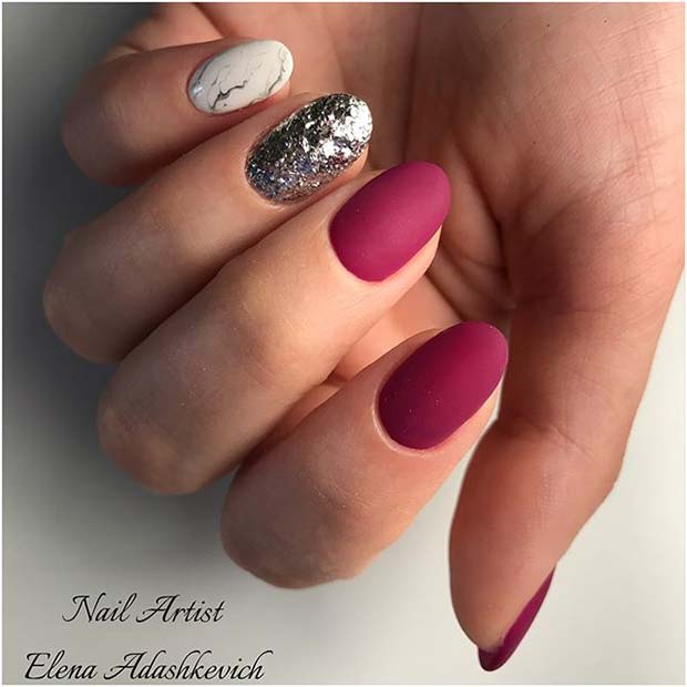 Glitter, Marble and Matte Nail Art for Matte Nail Designs for Fall