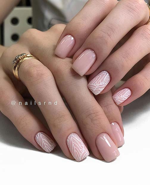 Light Nails with Botanical Nail Art