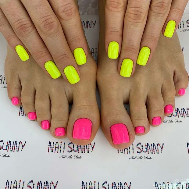 Neon Mani and Pedi Idea