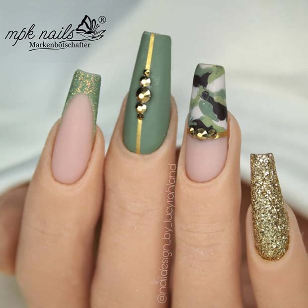 Glam Camo Nails