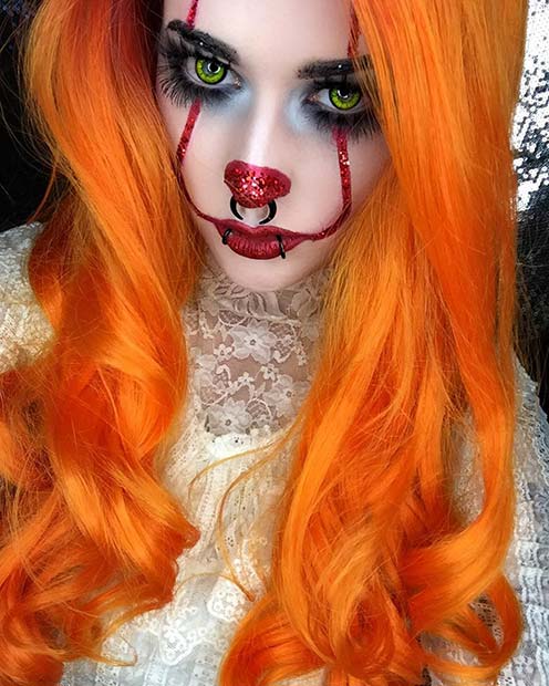 Maquillage Pennywise scintillant pour Halloween