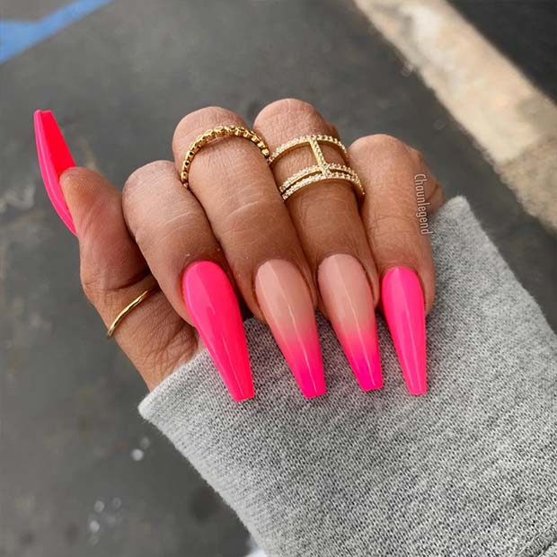 Neon Pink Nail Design