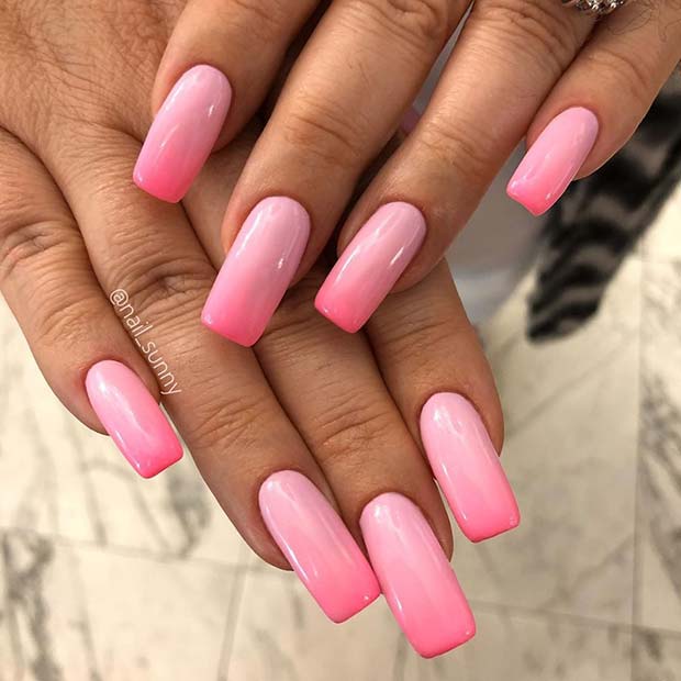 Ongles Ombre Rose Subtile