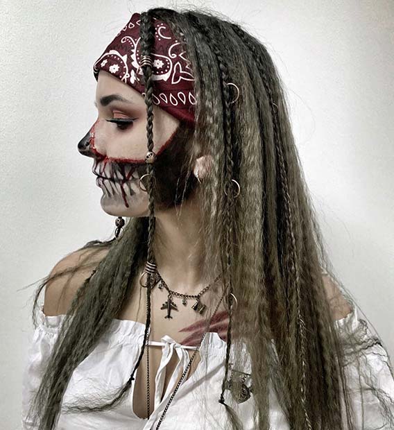 Idée coiffure et maquillage de pirate