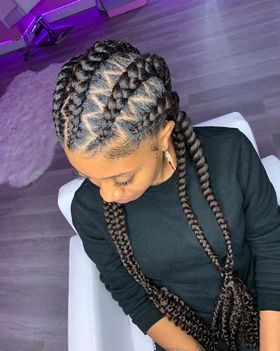 Πλεκτά Cornrow με μέρη Zig Zag