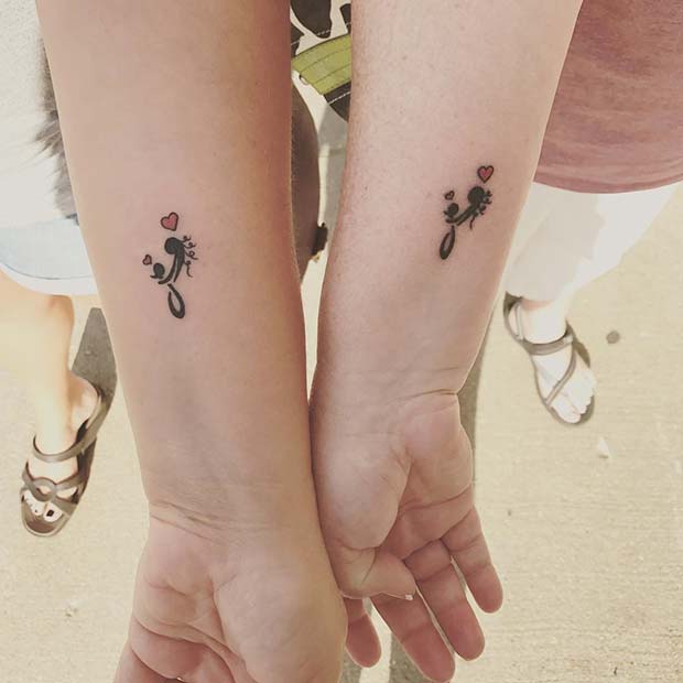 Σχέδιο τατουάζ μητέρας και παιδιού για δημοφιλή τατουάζ μητέρας κόρης