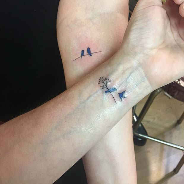 Χαριτωμένα τατουάζ πουλιών για δημοφιλή τατουάζ μητέρας κόρης