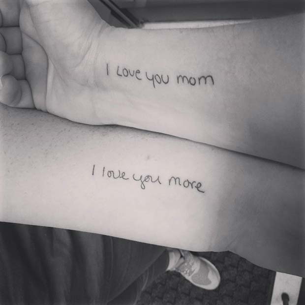 Love You Mom Tattoo pour les tatouages ​​​​populaires mère-fille