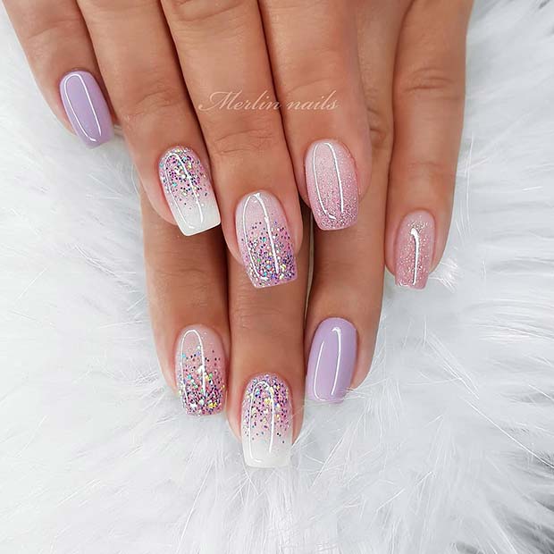 Chic Glitter Ombre Nail Idea