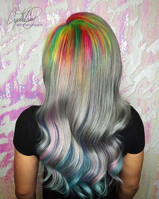 Ιδέα χρώματος μαλλιών Rainbow Roots