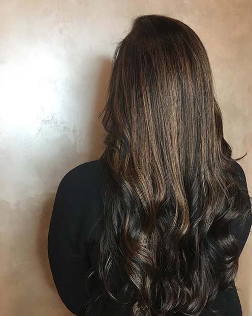 Cheveux de Balayage Châtain Doux à Châtain Foncé