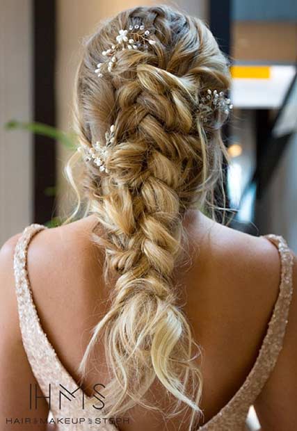 Messy Braid Wedding Hairstyle with Hairpieces