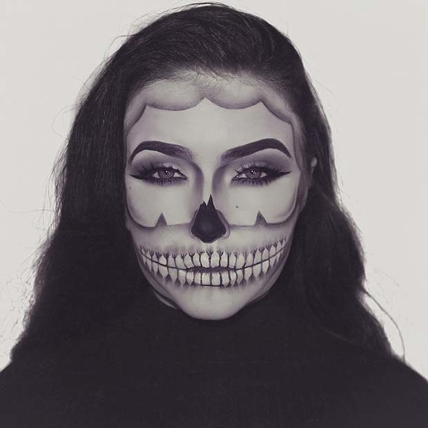 Maquillage Halloween Illusion Squelette Gris