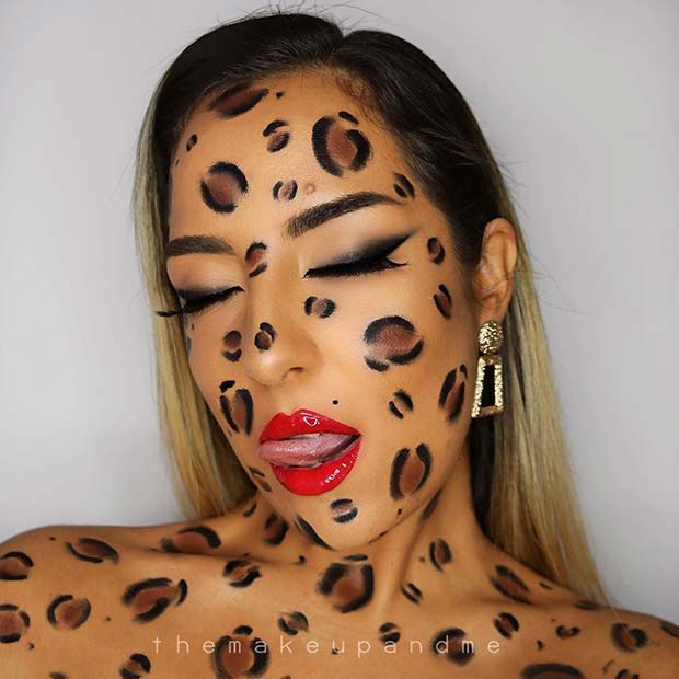 Idée de maquillage léopard chaud pour Halloween