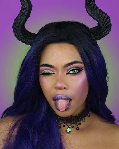 Maleficent εμπνευσμένο αποκριάτικο μακιγιάζ