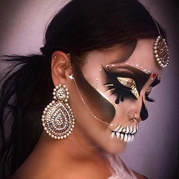 Maquillage Halloween Crâne Pailleté