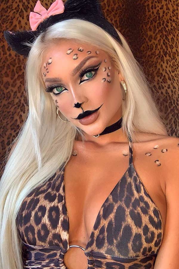 Idée de maquillage Halloween léopard sexy