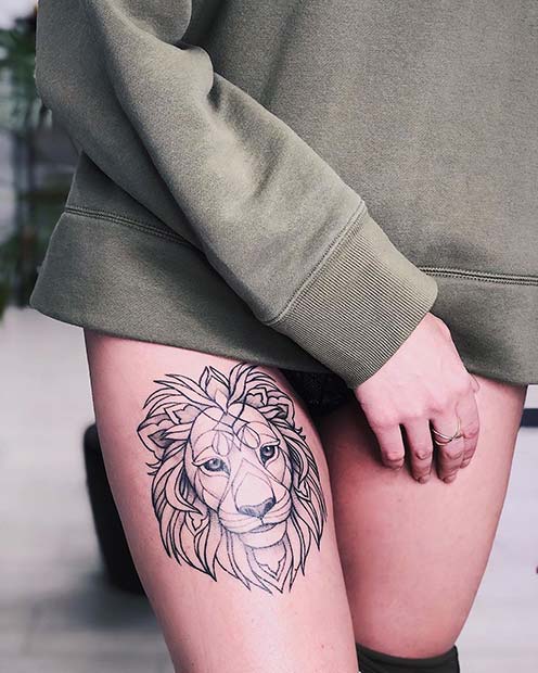 עיצוב קעקוע אריה מדהים לנשים