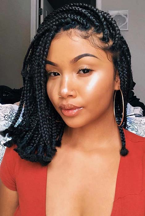 Bob à tresse à balayage latéral