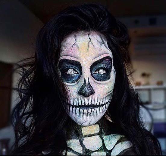 Maquillage squelette effrayant pour des idées de maquillage squelette pour Halloween