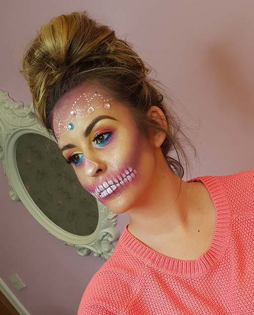 Maquillage squelette mignon pour les idées de maquillage squelette pour Halloween