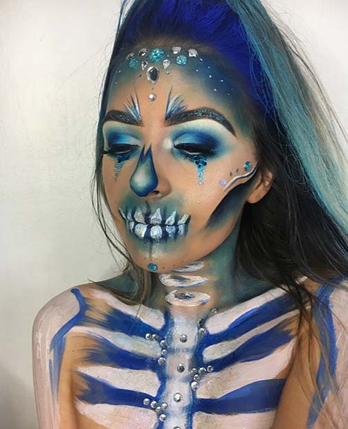 Squelette de cobalt pour des idées de maquillage de squelette pour Halloween