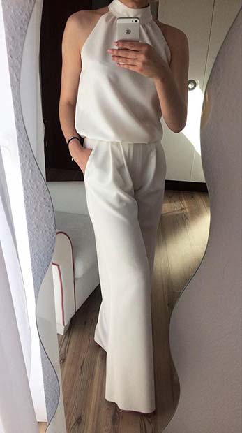 Tenue de combinaison toute blanche élégante