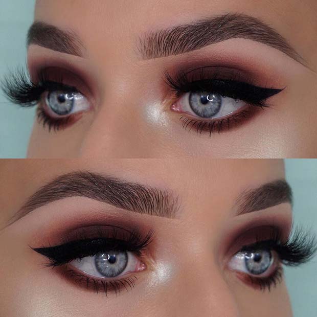 Σκούρο καφέ Smokey Eye για μπλε μάτια