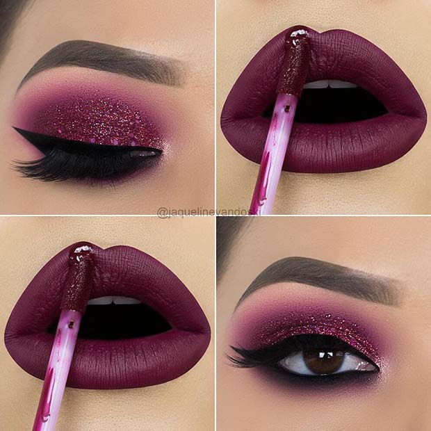 Burgundy Fall Makeup ιδέα